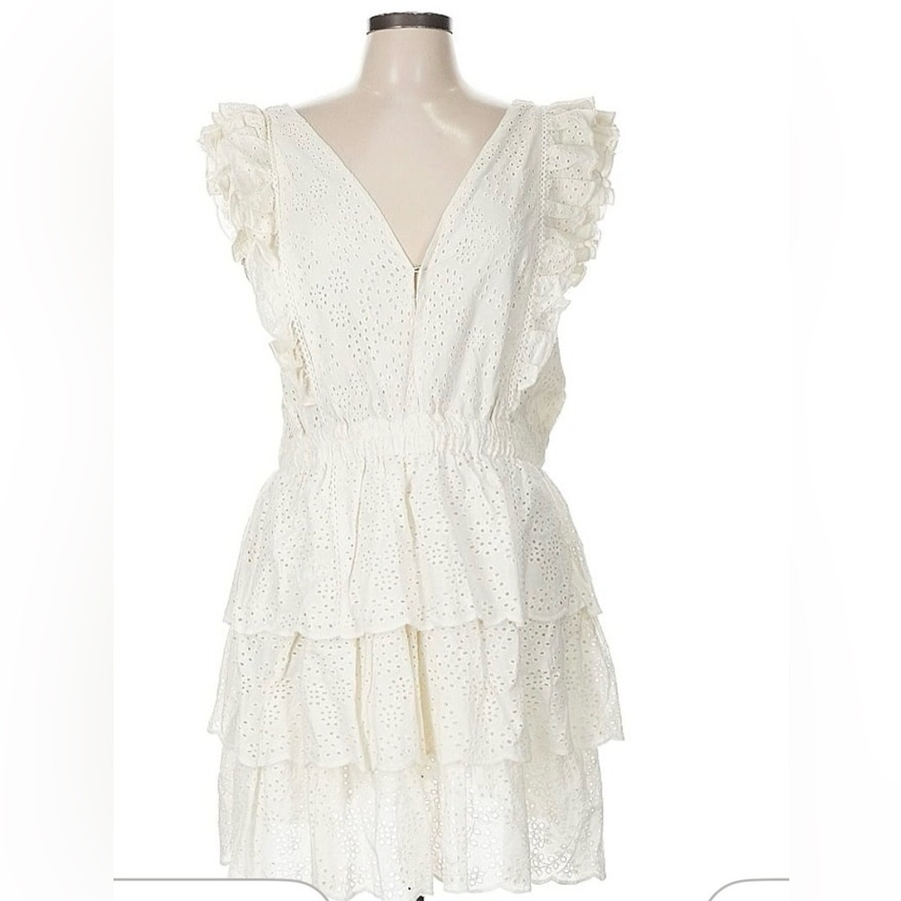 Love the Label Chic White Ruffle Lace Mini Dress